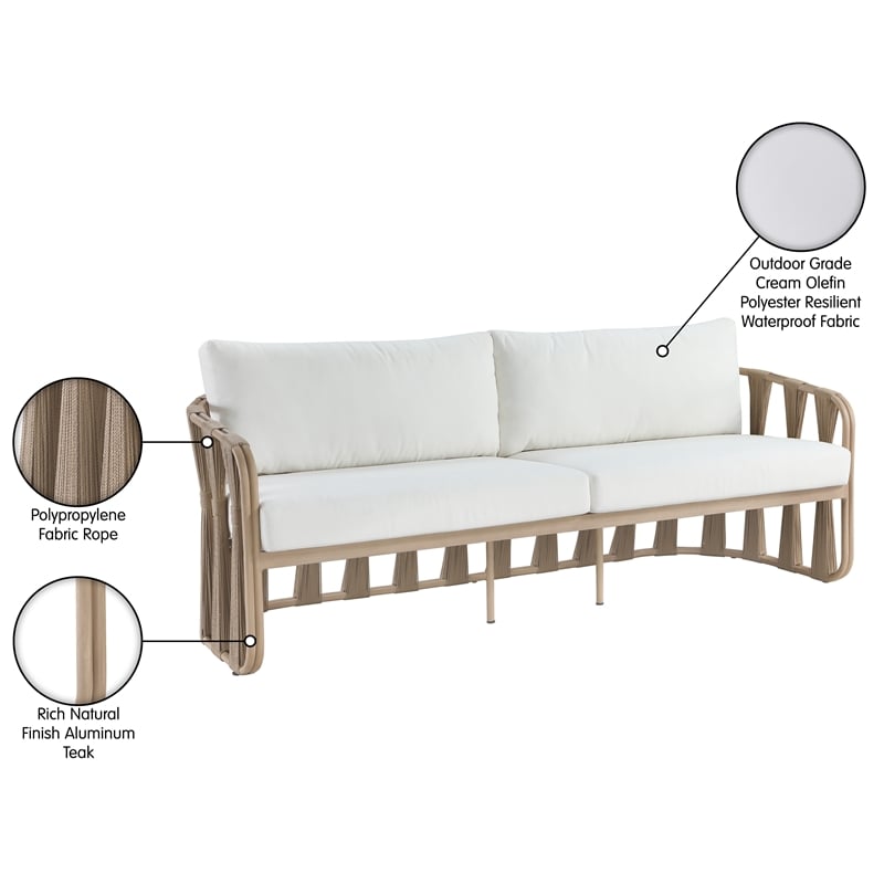 Meridian Furniture San Pietro Cream Olefin Upholstered Outdoor Patio Sofa
