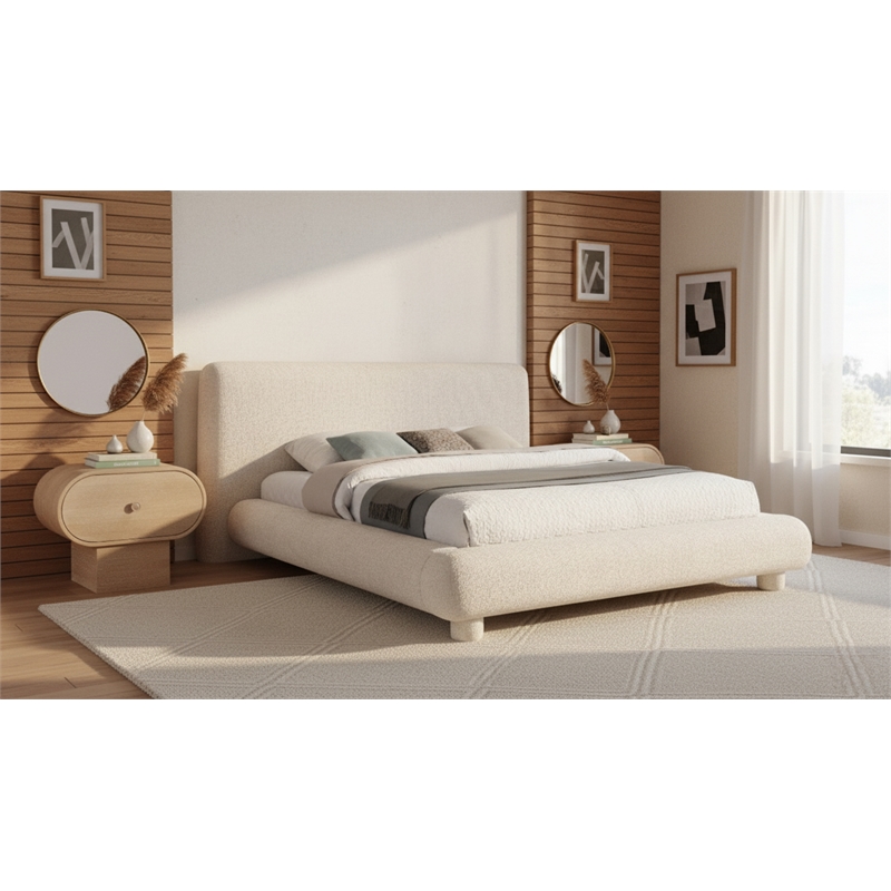 Meridian Furniture Blair Beige Fabric Upholstered Full Bed