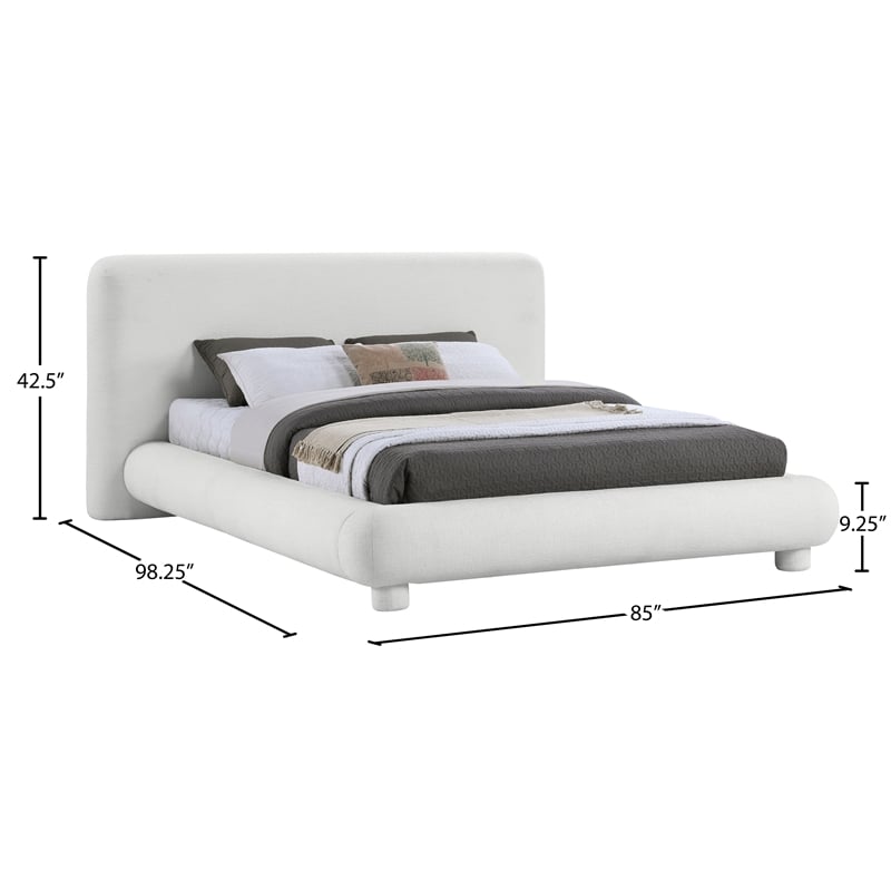 Meridian Furniture Blair Cream Fabric Upholstered Queen Bed