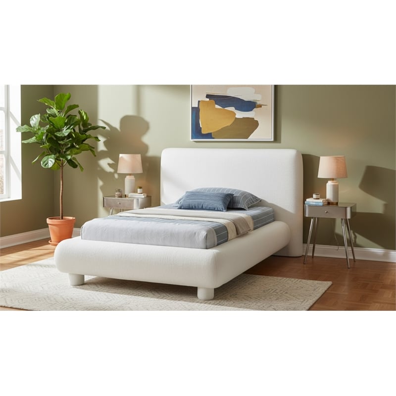 Meridian Furniture Blair Cream Fabric Upholstered Twin Bed