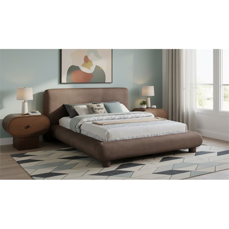 Meridian Furniture Blair Brown Chenille Fabric Upholstered Full Bed