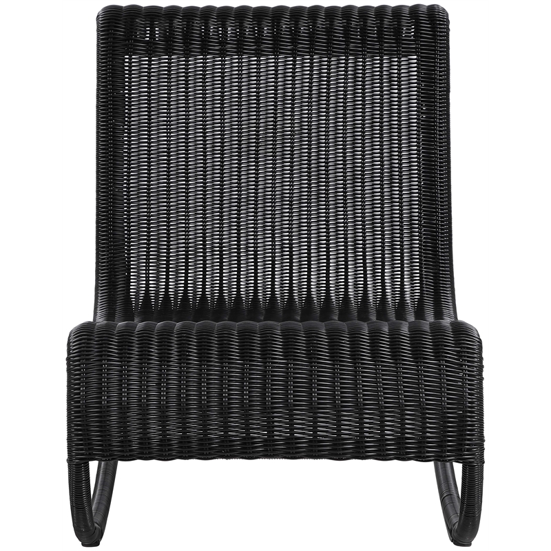 Meridian Furniture Antigua Black Wicker And Steel Outdoor Patio Rocker