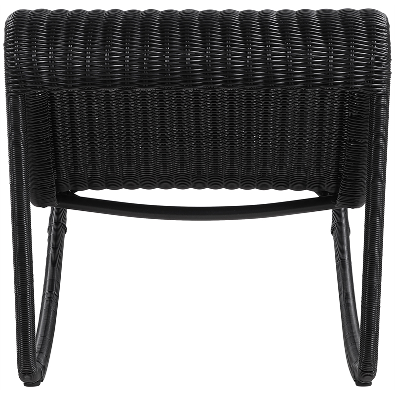 Meridian Furniture Antigua Black Wicker And Steel Outdoor Patio Rocker