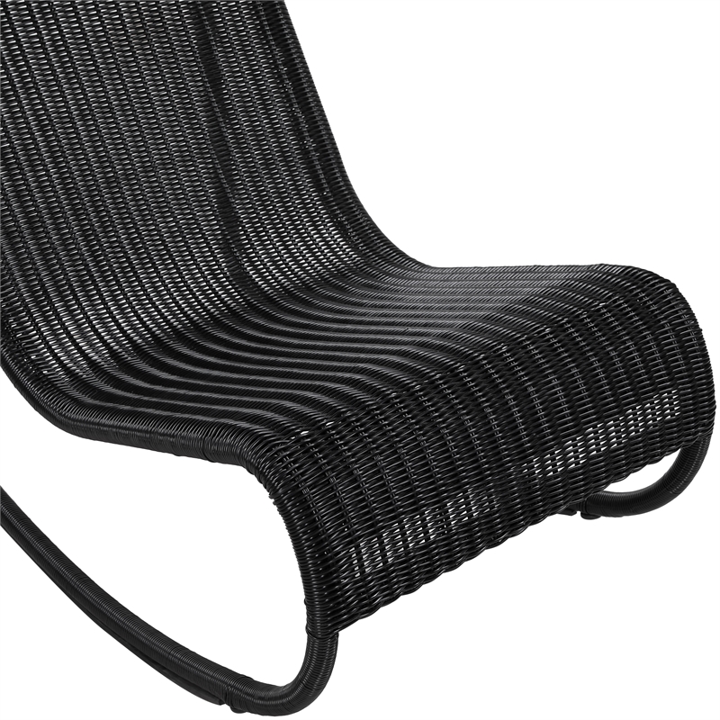 Meridian Furniture Antigua Black Wicker And Steel Outdoor Patio Rocker