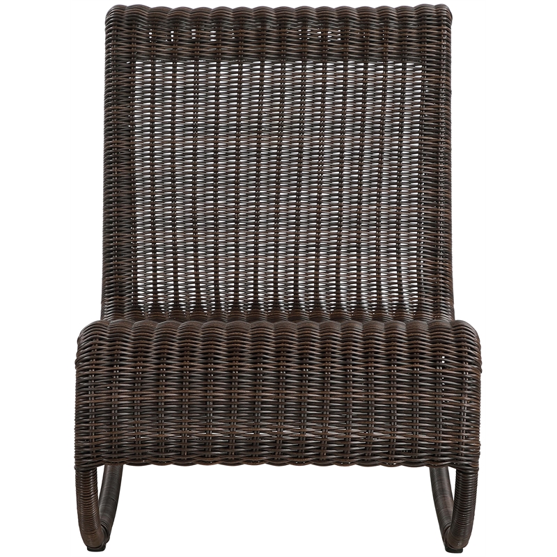 Meridian Furniture Antigua Brown Wicker And Steel Outdoor Patio Rocker