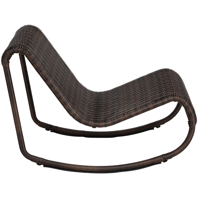 Meridian Furniture Antigua Brown Wicker And Steel Outdoor Patio Rocker