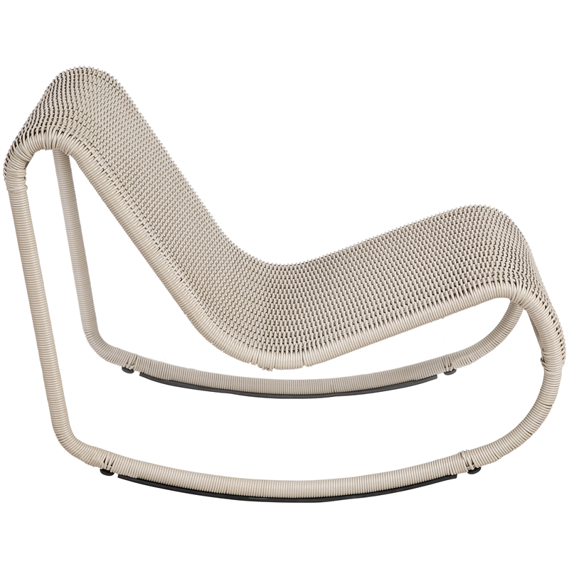 Meridian Furniture Antigua Cream Wicker And Steel Outdoor Patio Rocker