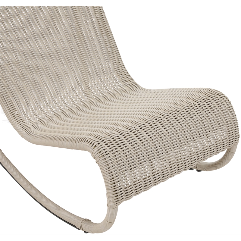 Meridian Furniture Antigua Cream Wicker And Steel Outdoor Patio Rocker