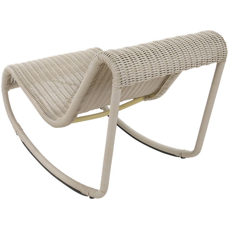 Meridian Furniture Antigua Cream Wicker And Steel Outdoor Patio Rocker