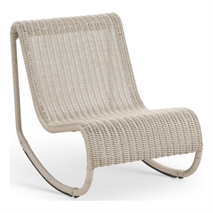 Meridian Furniture Antigua Cream Wicker And Steel Outdoor Patio Rocker