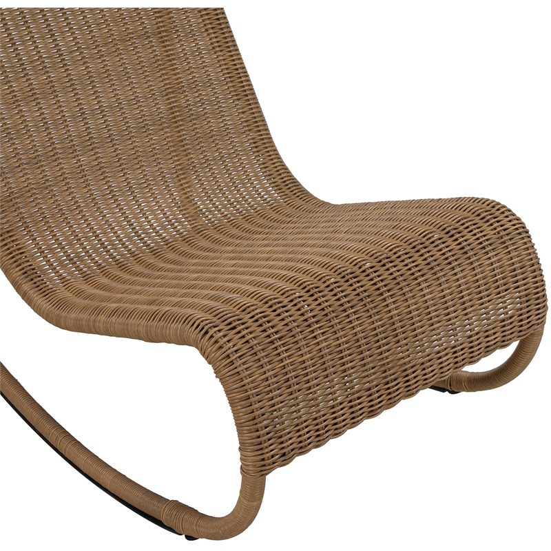 Meridian Furniture Antigua Natural Wicker And Steel Outdoor Patio Rocker
