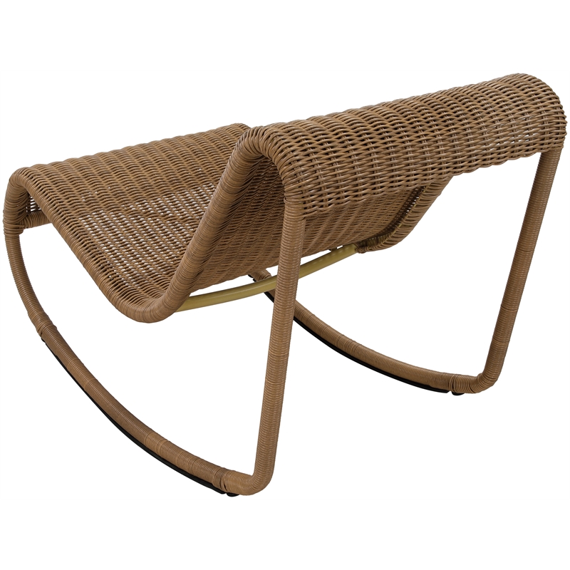Meridian Furniture Antigua Natural Wicker And Steel Outdoor Patio Rocker