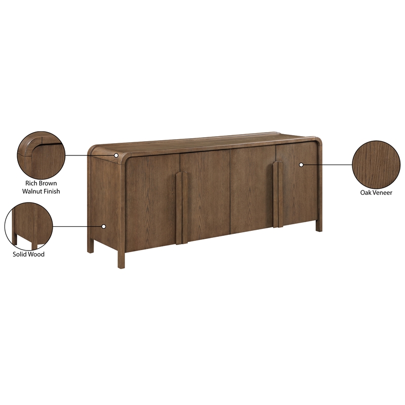 Meridian Furniture Harmony Brown Oak Veneer And Solid Wood Sideboard/Buffet