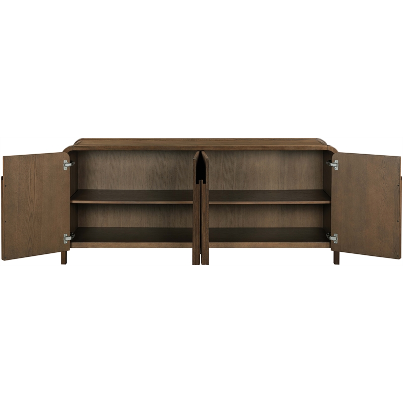 Meridian Furniture Harmony Brown Oak Veneer And Solid Wood Sideboard/Buffet