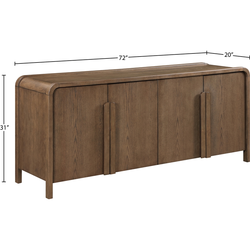 Meridian Furniture Harmony Brown Oak Veneer And Solid Wood Sideboard/Buffet