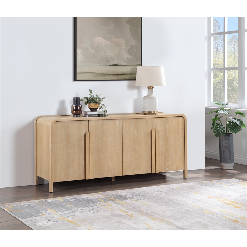 Meridian Furniture Harmony Natural Oak Veneer And Solid Wood Sideboard/Buffet