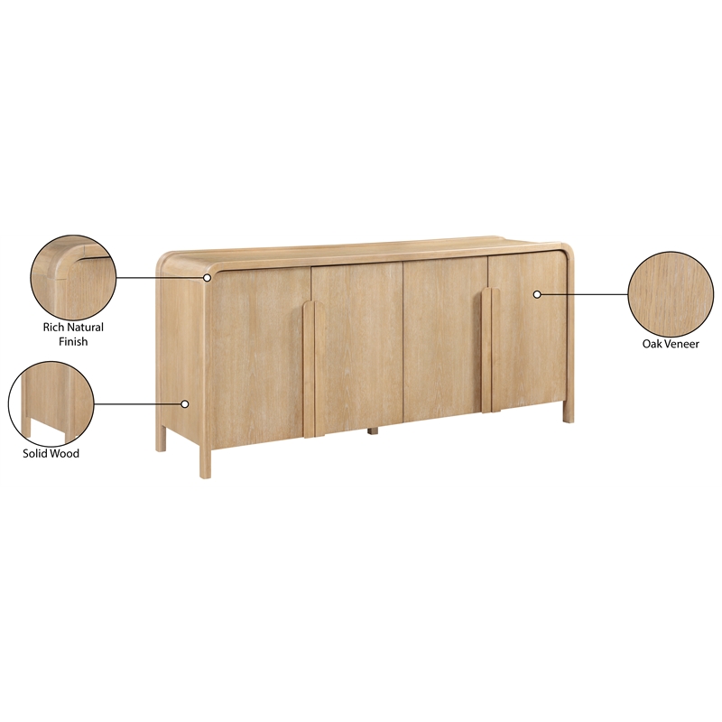 Meridian Furniture Harmony Natural Oak Veneer And Solid Wood Sideboard/Buffet