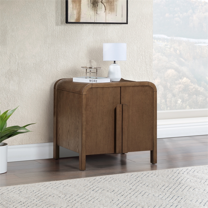 Meridian Furniture Harmony Brown Oak Veneer And Solid Wood Night Stand