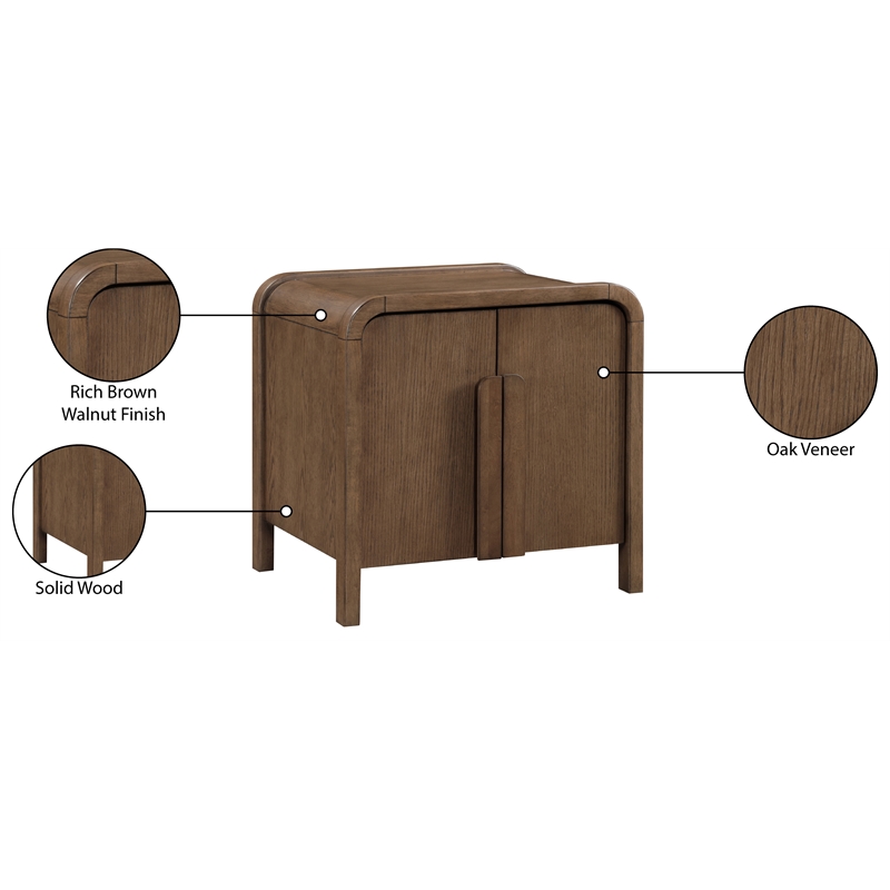 Meridian Furniture Harmony Brown Oak Veneer And Solid Wood Night Stand