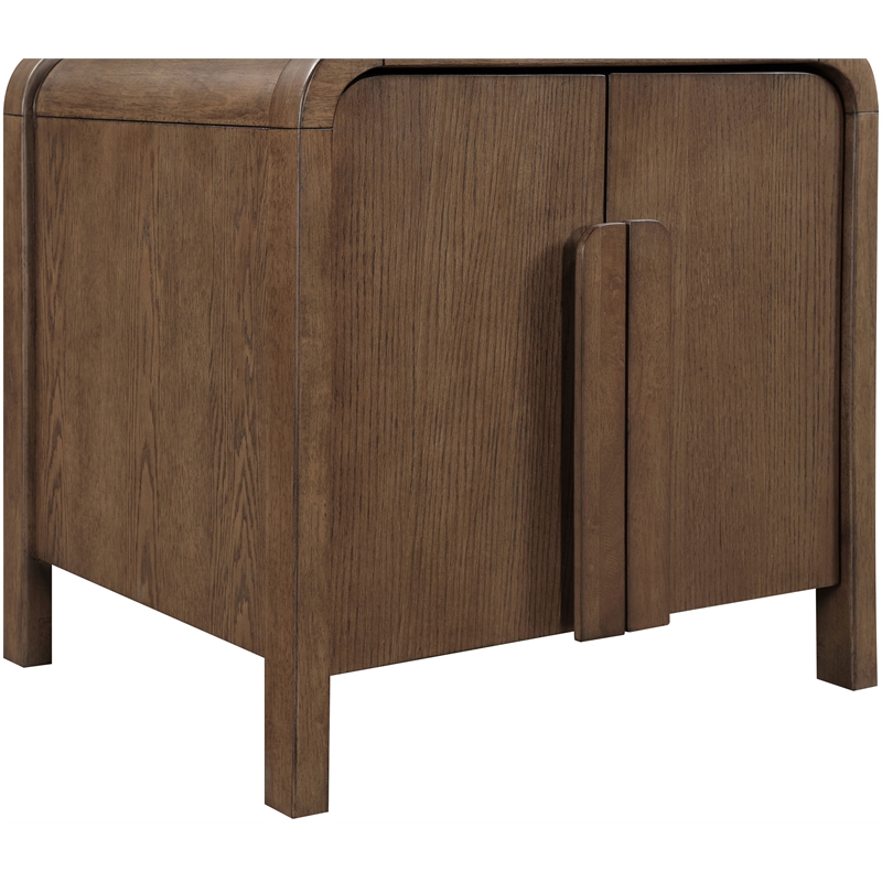 Meridian Furniture Harmony Brown Oak Veneer And Solid Wood Night Stand