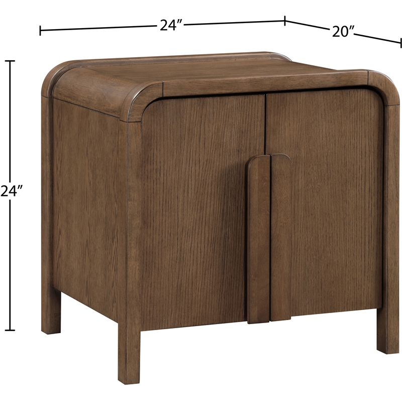 Meridian Furniture Harmony Brown Oak Veneer And Solid Wood Night Stand