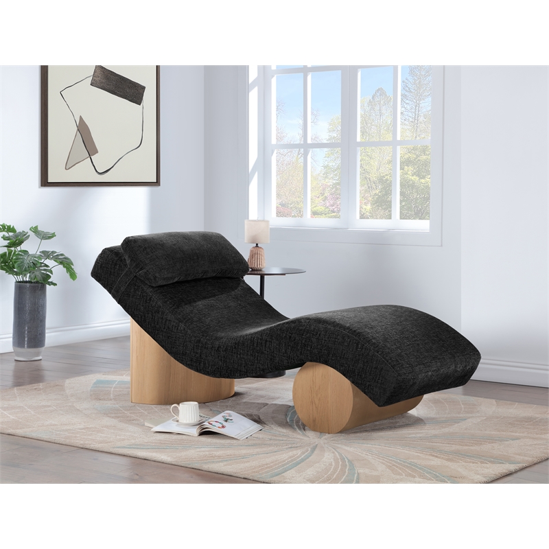 Meridian Furniture Marcella Black Polyester Chaise Lounge