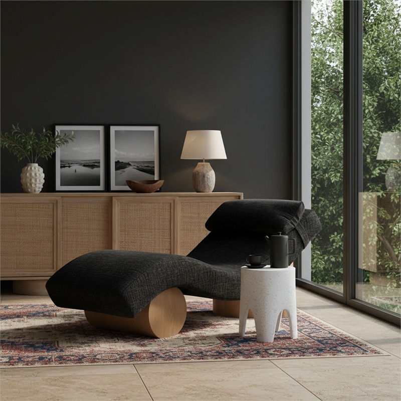 Meridian Furniture Marcella Black Polyester Chaise Lounge