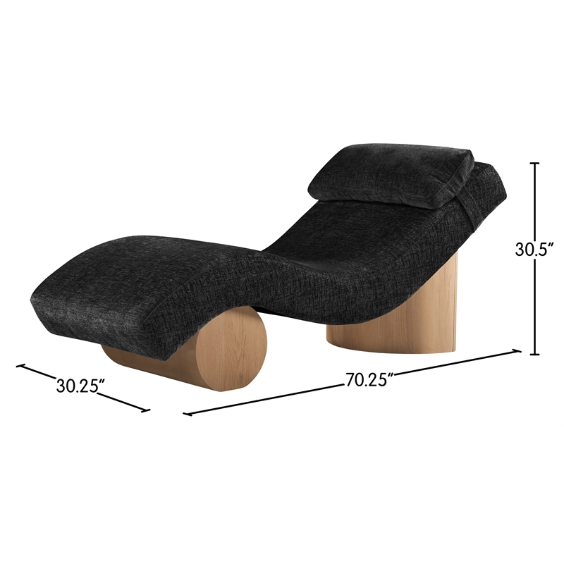 Meridian Furniture Marcella Black Polyester Chaise Lounge