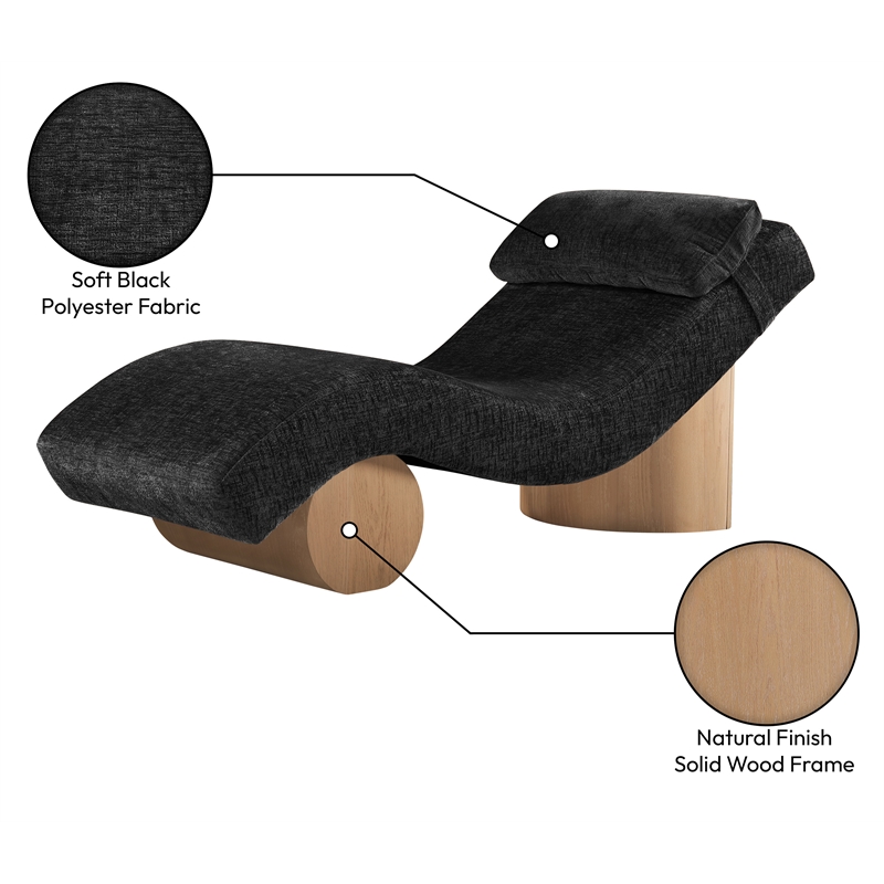 Meridian Furniture Marcella Black Polyester Chaise Lounge