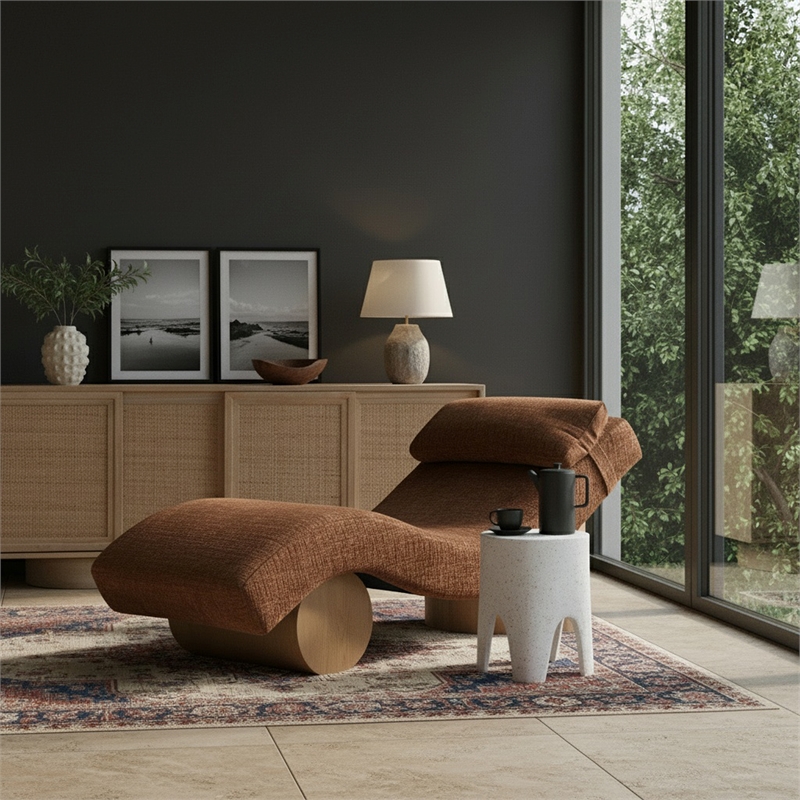 Meridian Furniture Marcella Cognac Polyester Chaise Lounge