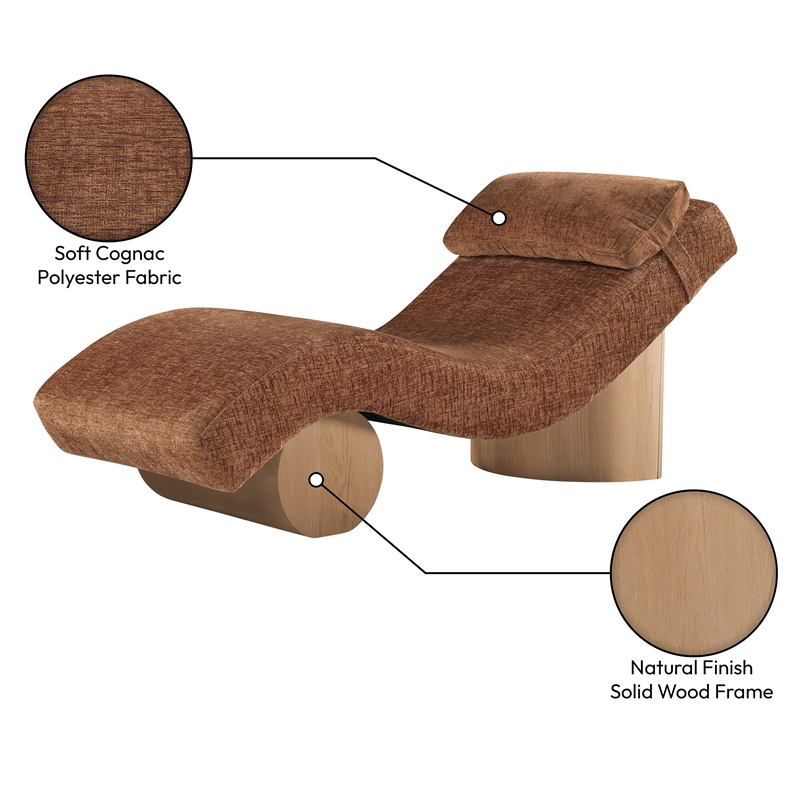 Meridian Furniture Marcella Cognac Polyester Chaise Lounge