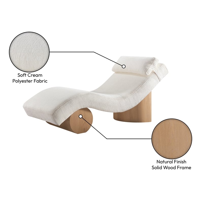Meridian Furniture Marcella Cream Polyester Chaise Lounge