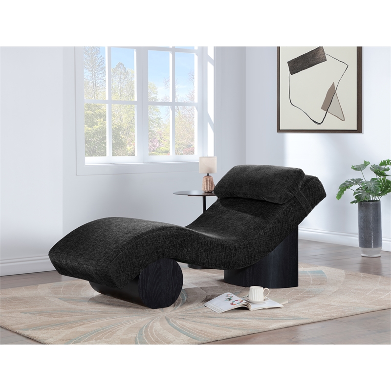 Meridian Furniture Marcella Black Polyester Chaise Lounge