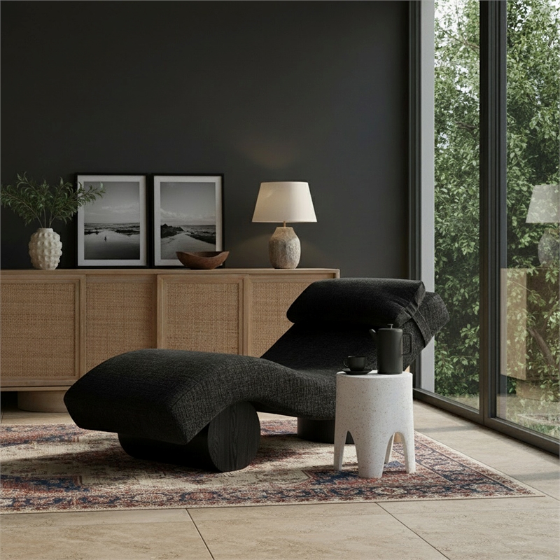 Meridian Furniture Marcella Black Polyester Chaise Lounge