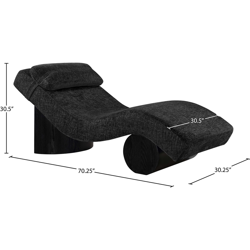 Meridian Furniture Marcella Black Polyester Chaise Lounge