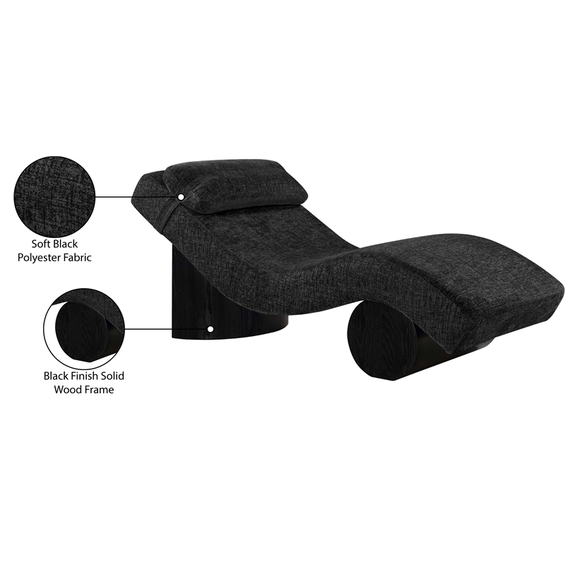 Meridian Furniture Marcella Black Polyester Chaise Lounge