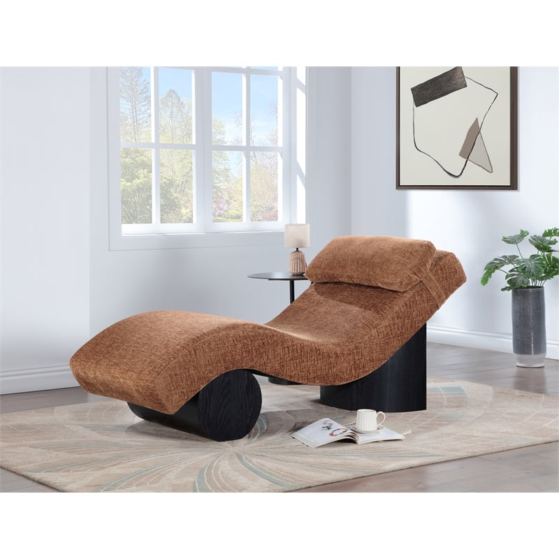 meridian furniture marcella cognac polyester chaise lounge