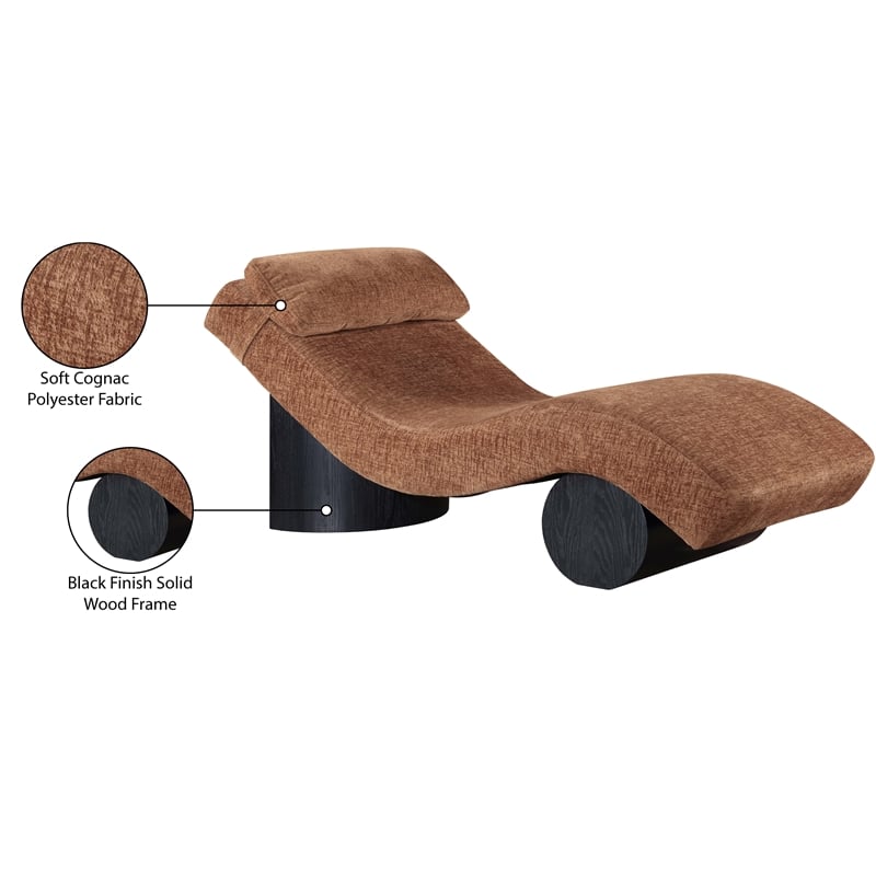 meridian furniture marcella cognac polyester chaise lounge