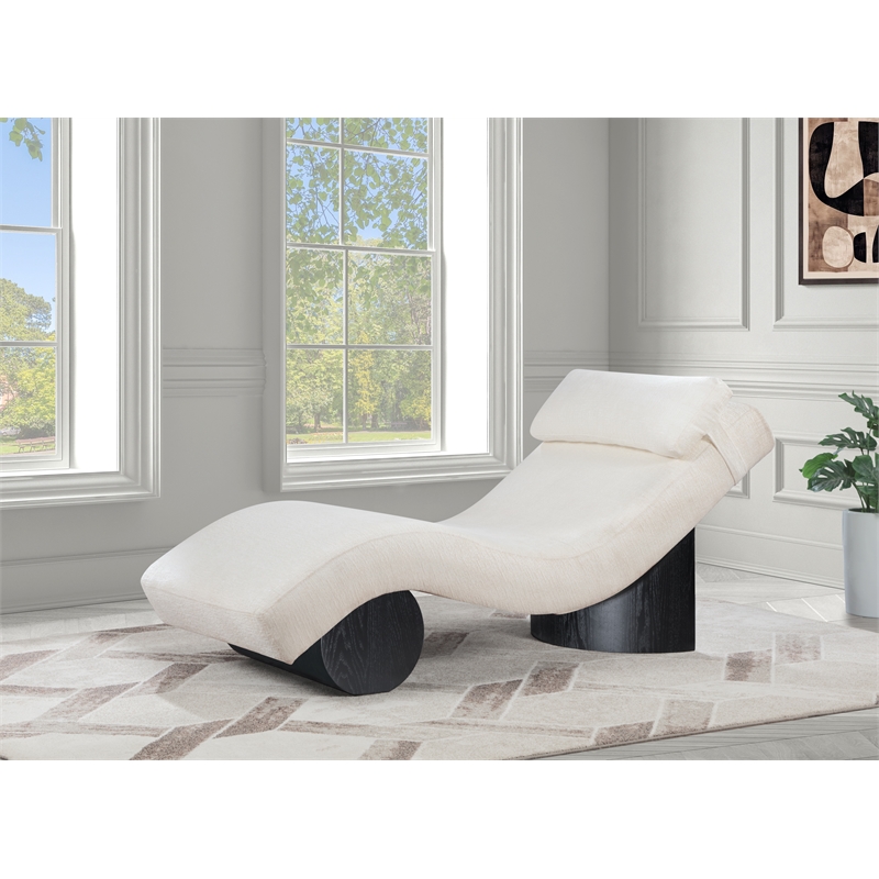 Meridian Furniture Marcella Cream Polyester Chaise Lounge