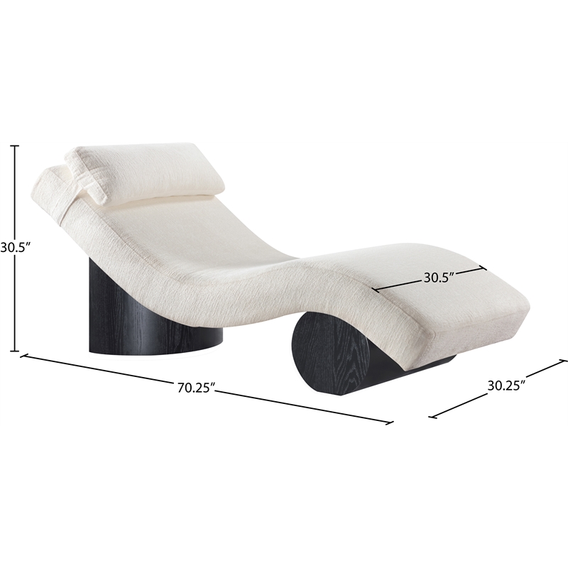 Meridian Furniture Marcella Cream Polyester Chaise Lounge