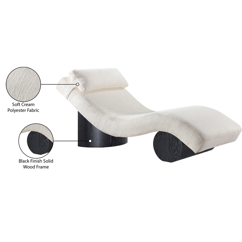 Meridian Furniture Marcella Cream Polyester Chaise Lounge