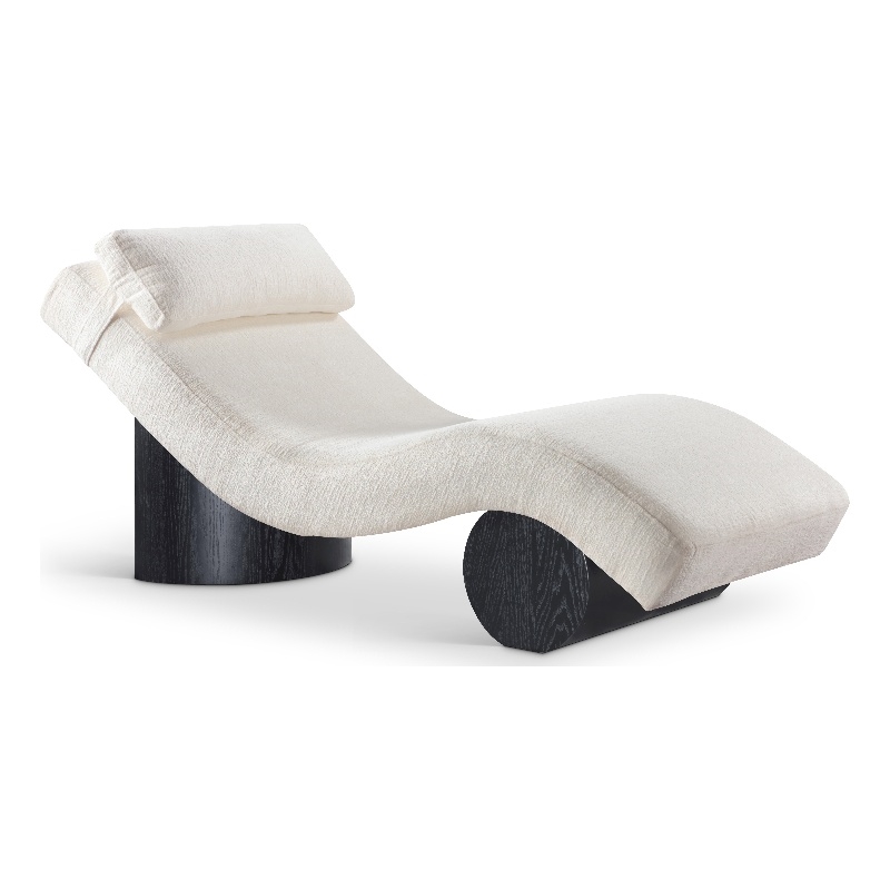 Meridian Furniture Marcella Cream Polyester Chaise Lounge