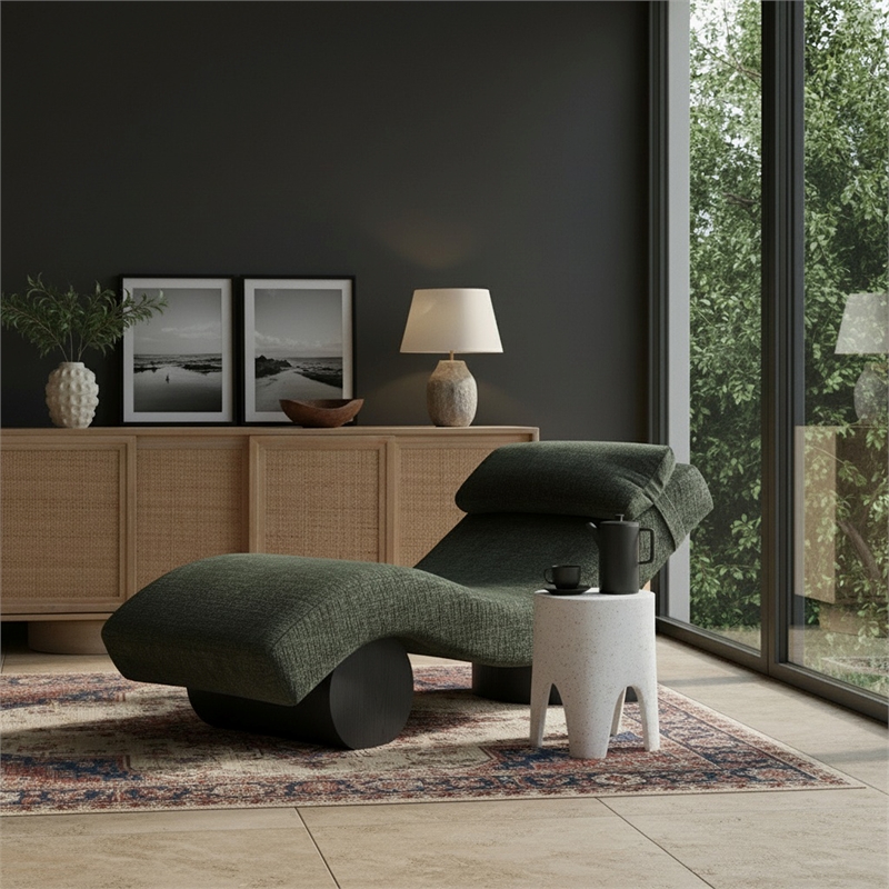 Meridian Furniture Marcella Green Polyester Chaise Lounge