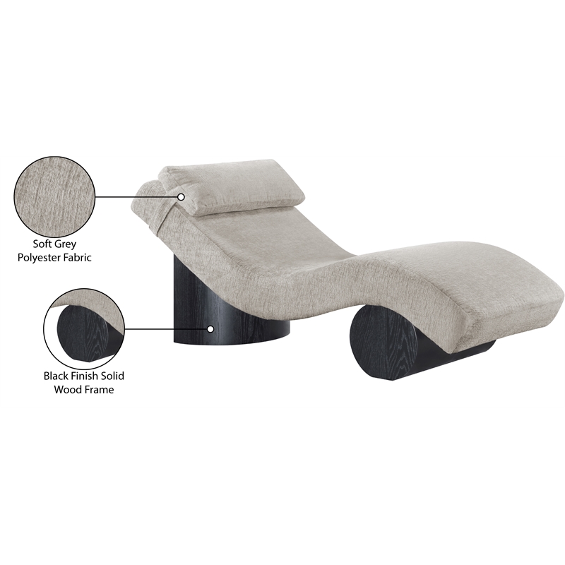 Meridian Furniture Marcella Grey Polyester Chaise Lounge