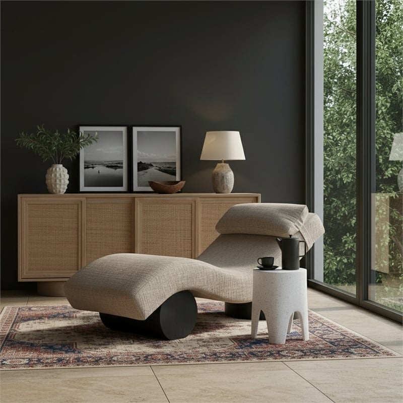 Meridian Furniture Marcella Grey Polyester Chaise Lounge