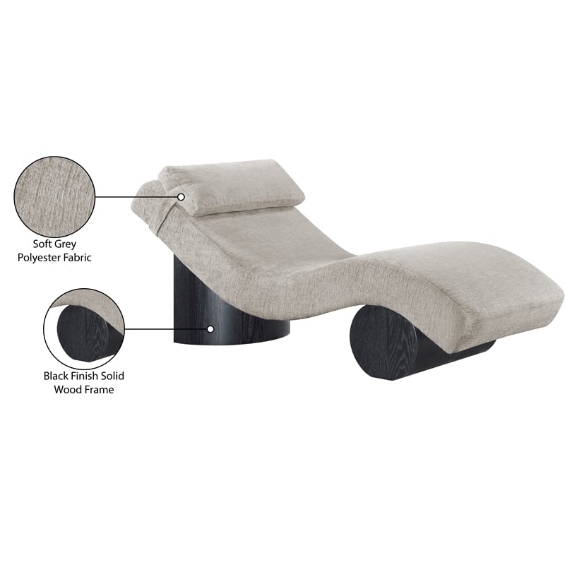 Meridian Furniture Marcella Grey Polyester Chaise Lounge