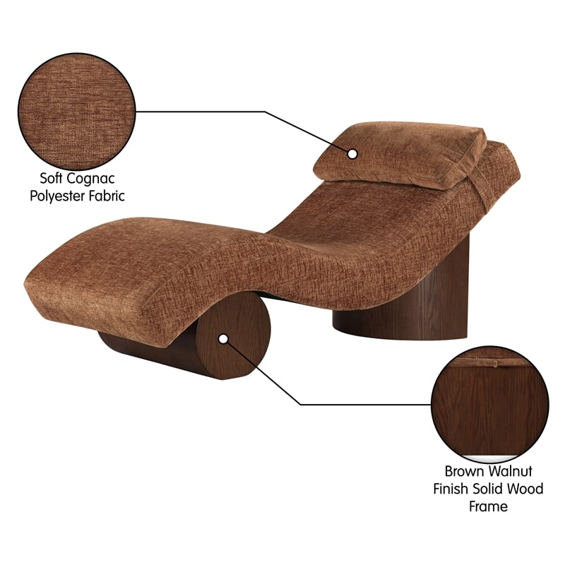 Meridian Furniture Marcella Cognac Polyester Chaise Lounge