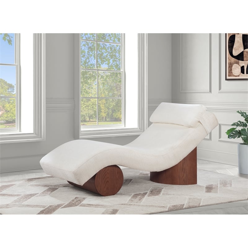 Meridian Furniture Marcella Cream Polyester Chaise Lounge