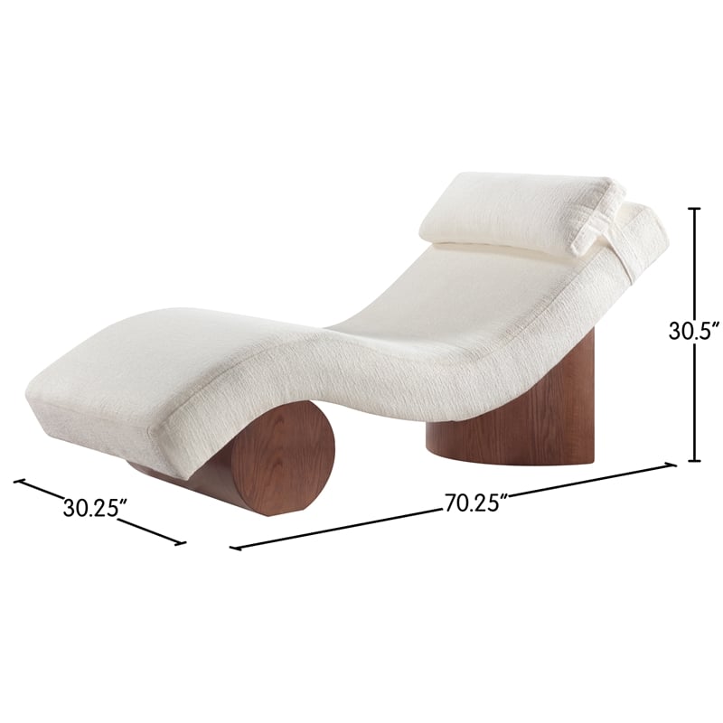 Meridian Furniture Marcella Cream Polyester Chaise Lounge