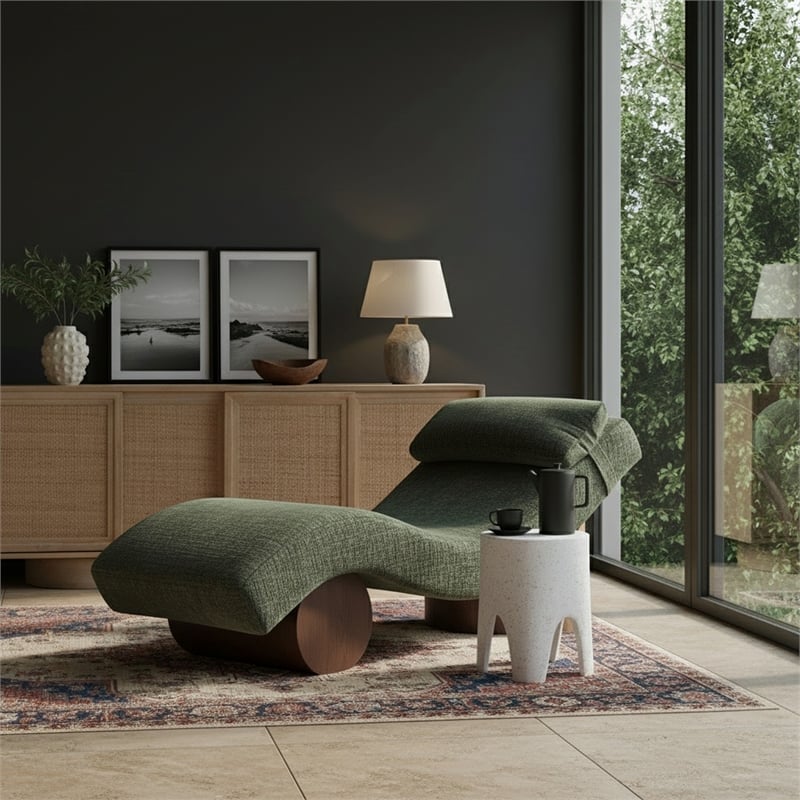 Meridian Furniture Marcella Green Polyester Chaise Lounge